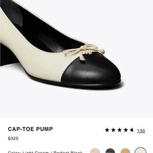 NWT Tory Burch Two-Tone Cap-Toe Pumps in Cream and Black